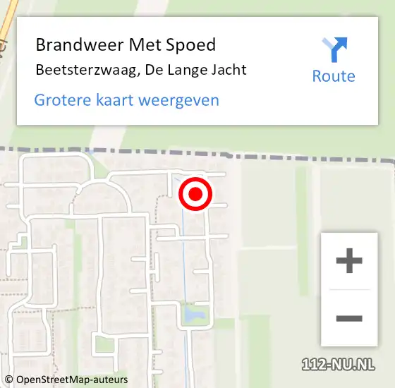 Locatie op kaart van de 112 melding: Brandweer Met Spoed Naar Beetsterzwaag, De Lange Jacht op 18 mei 2024 09:52