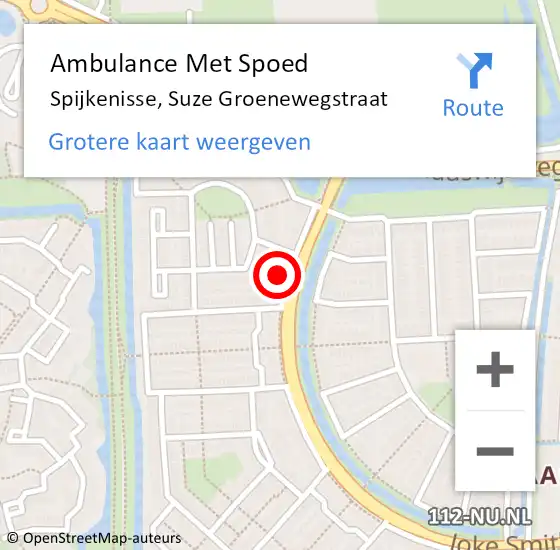 Locatie op kaart van de 112 melding: Ambulance Met Spoed Naar Spijkenisse, Suze Groenewegstraat op 18 mei 2024 09:54