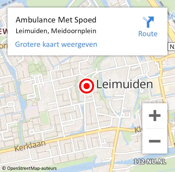 Locatie op kaart van de 112 melding: Ambulance Met Spoed Naar Leimuiden, Meidoornplein op 18 mei 2024 09:57