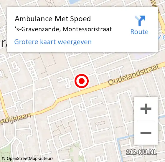 Locatie op kaart van de 112 melding: Ambulance Met Spoed Naar 's-Gravenzande, Montessoristraat op 18 mei 2024 09:59