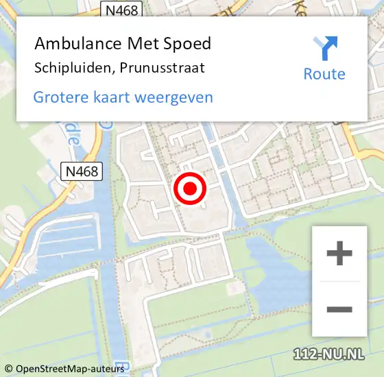 Locatie op kaart van de 112 melding: Ambulance Met Spoed Naar Schipluiden, Prunusstraat op 18 mei 2024 10:09