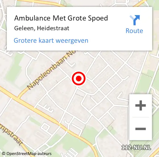 Locatie op kaart van de 112 melding: Ambulance Met Grote Spoed Naar Geleen, Heidestraat op 18 mei 2024 10:15