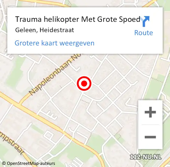 Locatie op kaart van de 112 melding: Trauma helikopter Met Grote Spoed Naar Geleen, Heidestraat op 18 mei 2024 10:15