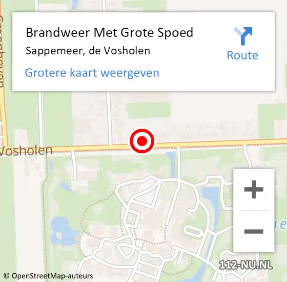 Locatie op kaart van de 112 melding: Brandweer Met Grote Spoed Naar Sappemeer, de Vosholen op 18 mei 2024 10:19