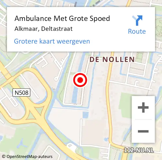 Locatie op kaart van de 112 melding: Ambulance Met Grote Spoed Naar Alkmaar, Deltastraat op 18 mei 2024 10:20