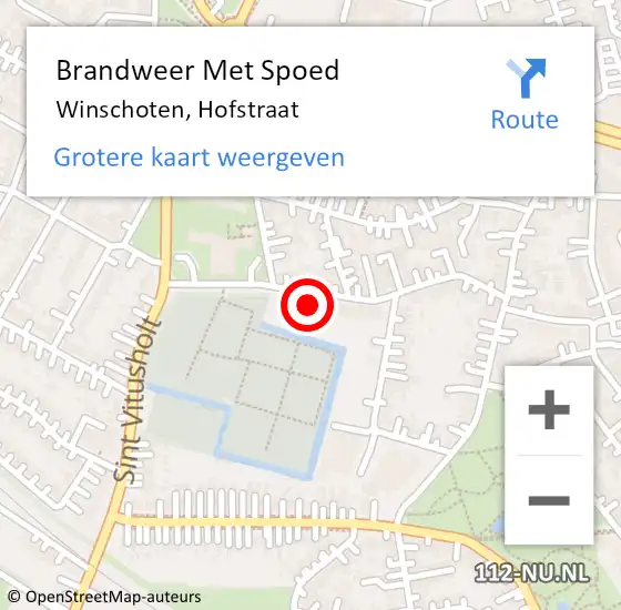 Locatie op kaart van de 112 melding: Brandweer Met Spoed Naar Winschoten, Hofstraat op 18 mei 2024 10:28