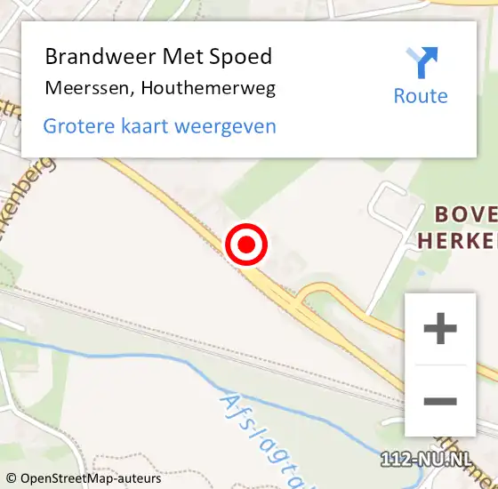 Locatie op kaart van de 112 melding: Brandweer Met Spoed Naar Meerssen, Houthemerweg op 18 mei 2024 10:44