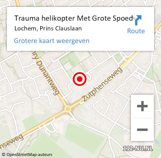 Locatie op kaart van de 112 melding: Trauma helikopter Met Grote Spoed Naar Lochem, Prins Clauslaan op 18 mei 2024 10:50