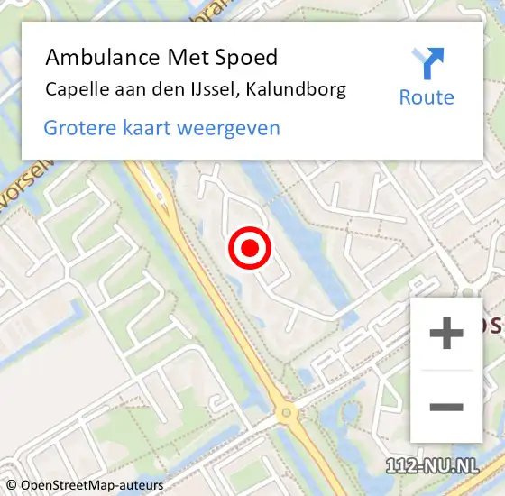 Locatie op kaart van de 112 melding: Ambulance Met Spoed Naar Capelle aan den IJssel, Kalundborg op 18 mei 2024 10:51