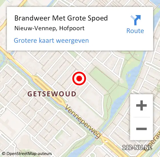 Locatie op kaart van de 112 melding: Brandweer Met Grote Spoed Naar Nieuw-Vennep, Hofpoort op 18 mei 2024 10:52