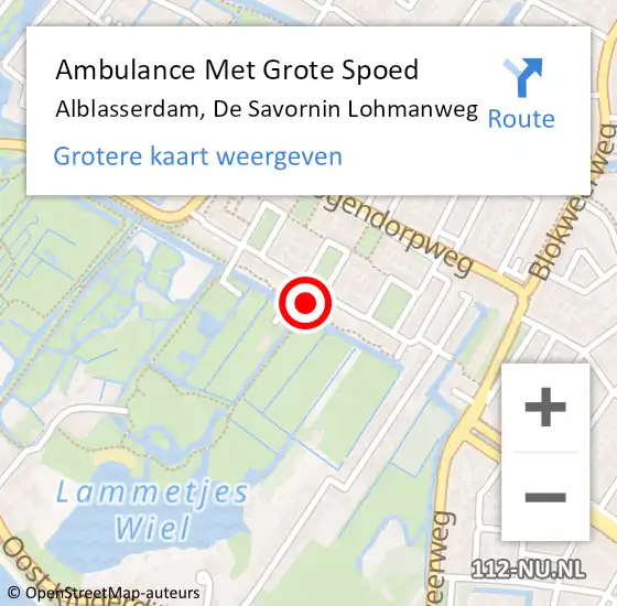 Locatie op kaart van de 112 melding: Ambulance Met Grote Spoed Naar Alblasserdam, De Savornin Lohmanweg op 18 mei 2024 10:57