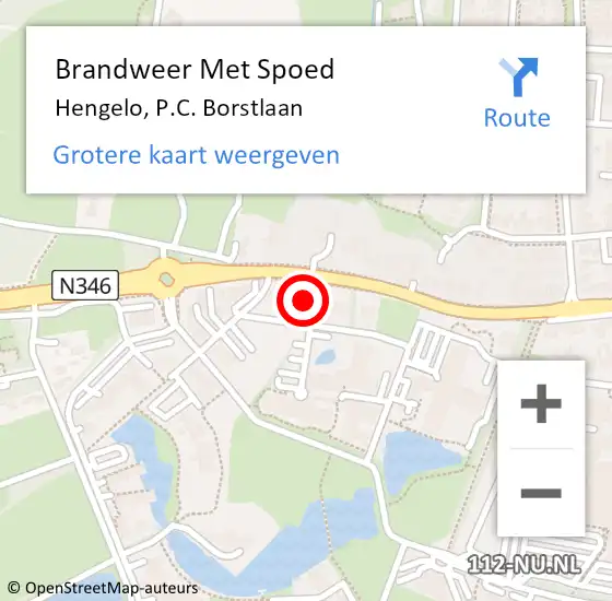 Locatie op kaart van de 112 melding: Brandweer Met Spoed Naar Hengelo, P.C. Borstlaan op 18 mei 2024 10:57