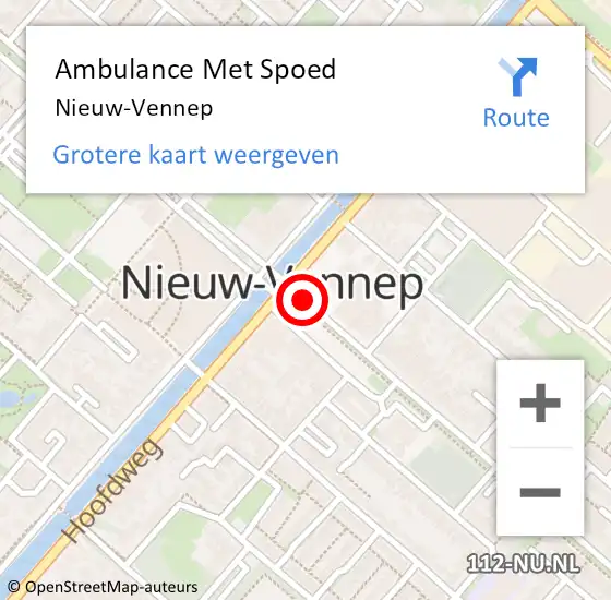 Locatie op kaart van de 112 melding: Ambulance Met Spoed Naar Nieuw-Vennep op 18 mei 2024 10:59