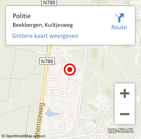 Locatie op kaart van de 112 melding: Politie Beekbergen, Kuiltjesweg op 18 mei 2024 11:03