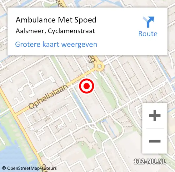 Locatie op kaart van de 112 melding: Ambulance Met Spoed Naar Aalsmeer, Cyclamenstraat op 18 mei 2024 11:13