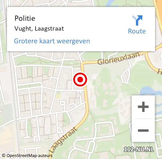 Locatie op kaart van de 112 melding: Politie Vught, Laagstraat op 18 mei 2024 11:14