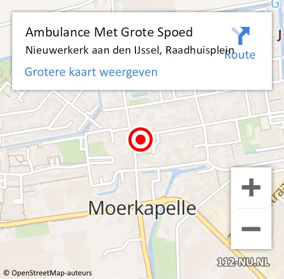 Locatie op kaart van de 112 melding: Ambulance Met Grote Spoed Naar Nieuwerkerk aan den IJssel, Raadhuisplein op 18 mei 2024 11:14