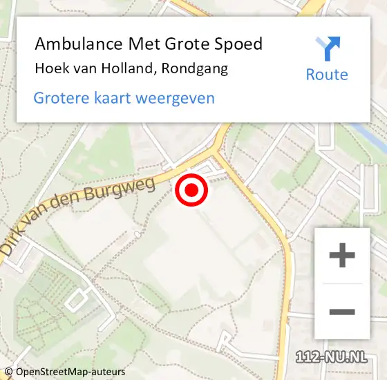 Locatie op kaart van de 112 melding: Ambulance Met Grote Spoed Naar Hoek van Holland, Rondgang op 18 mei 2024 11:16