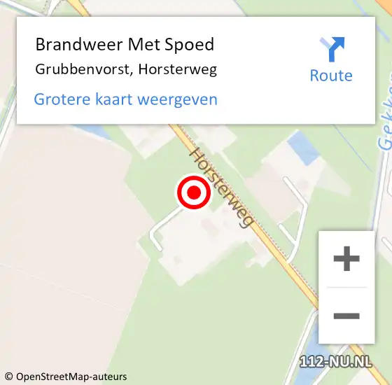 Locatie op kaart van de 112 melding: Brandweer Met Spoed Naar Grubbenvorst, Horsterweg op 18 mei 2024 11:16
