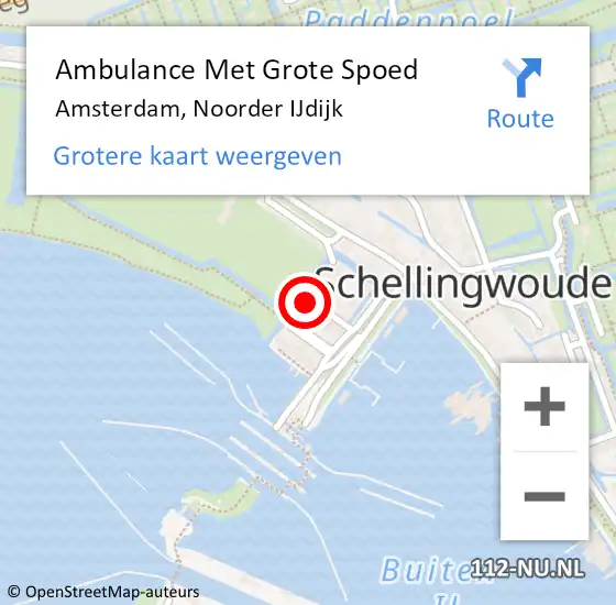 Locatie op kaart van de 112 melding: Ambulance Met Grote Spoed Naar Amsterdam, Noorder IJdijk op 18 mei 2024 11:16