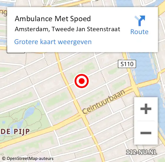 Locatie op kaart van de 112 melding: Ambulance Met Spoed Naar Amsterdam, Tweede Jan Steenstraat op 18 mei 2024 11:18