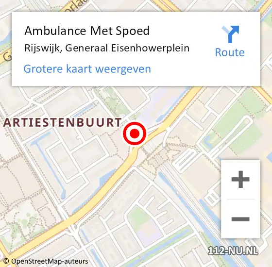 Locatie op kaart van de 112 melding: Ambulance Met Spoed Naar Rijswijk, Generaal Eisenhowerplein op 18 mei 2024 11:19