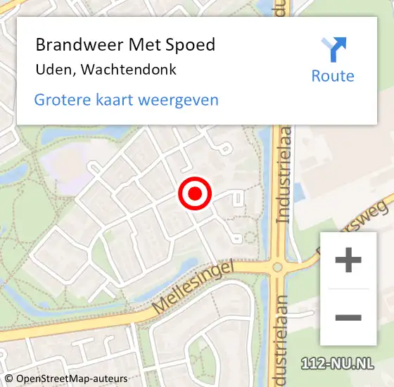 Locatie op kaart van de 112 melding: Brandweer Met Spoed Naar Uden, Wachtendonk op 18 mei 2024 11:21
