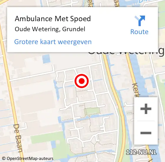 Locatie op kaart van de 112 melding: Ambulance Met Spoed Naar Oude Wetering, Grundel op 18 mei 2024 11:22