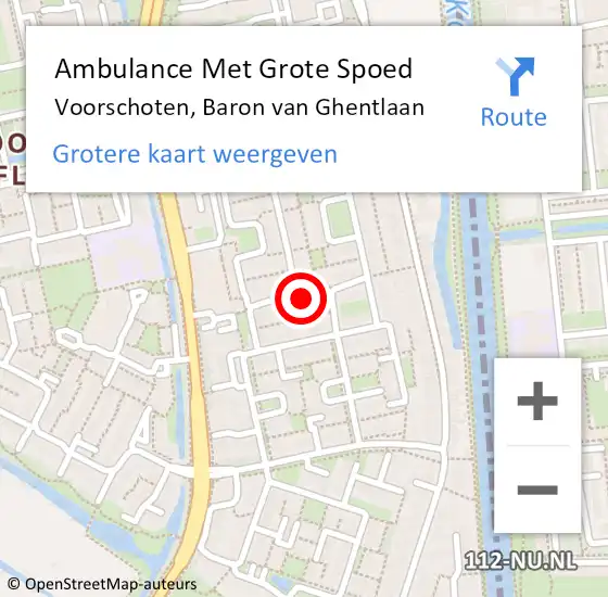 Locatie op kaart van de 112 melding: Ambulance Met Grote Spoed Naar Voorschoten, Baron van Ghentlaan op 18 mei 2024 11:29