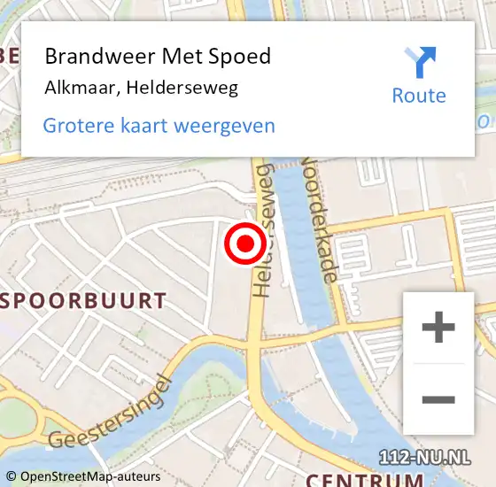 Locatie op kaart van de 112 melding: Brandweer Met Spoed Naar Alkmaar, Helderseweg op 18 mei 2024 11:30