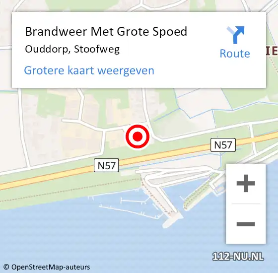 Locatie op kaart van de 112 melding: Brandweer Met Grote Spoed Naar Ouddorp, Stoofweg op 18 mei 2024 11:32