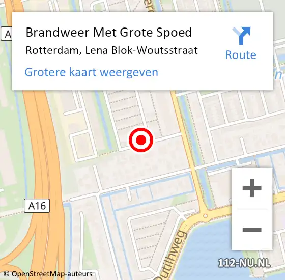 Locatie op kaart van de 112 melding: Brandweer Met Grote Spoed Naar Rotterdam, Lena Blok-Woutsstraat op 18 mei 2024 11:33