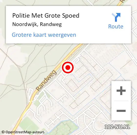 Locatie op kaart van de 112 melding: Politie Met Grote Spoed Naar Noordwijk, Randweg op 18 mei 2024 11:40