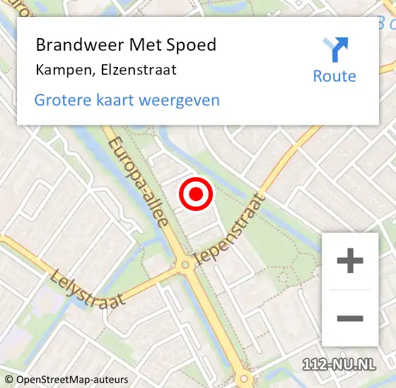 Locatie op kaart van de 112 melding: Brandweer Met Spoed Naar Kampen, Elzenstraat op 18 mei 2024 11:42
