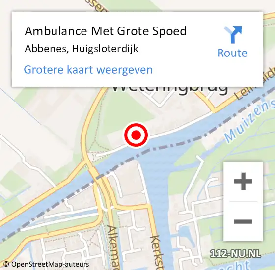 Locatie op kaart van de 112 melding: Ambulance Met Grote Spoed Naar Abbenes, Huigsloterdijk op 18 mei 2024 11:47