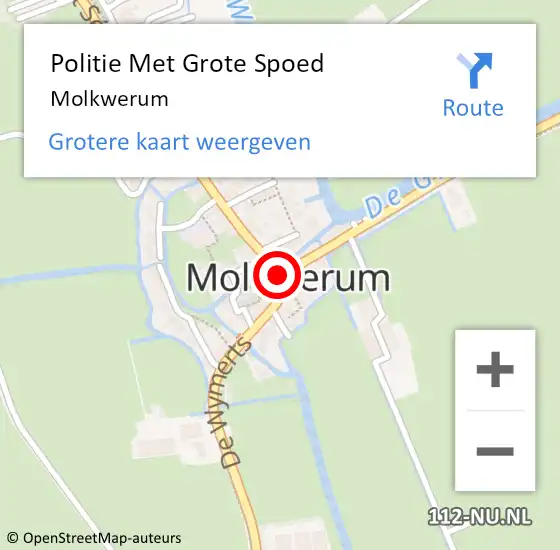 Locatie op kaart van de 112 melding: Politie Met Grote Spoed Naar Molkwerum op 18 mei 2024 11:48