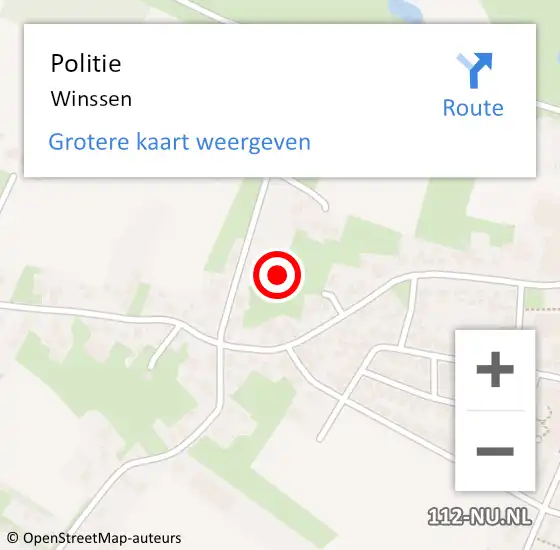 Locatie op kaart van de 112 melding: Politie Winssen op 18 mei 2024 11:51