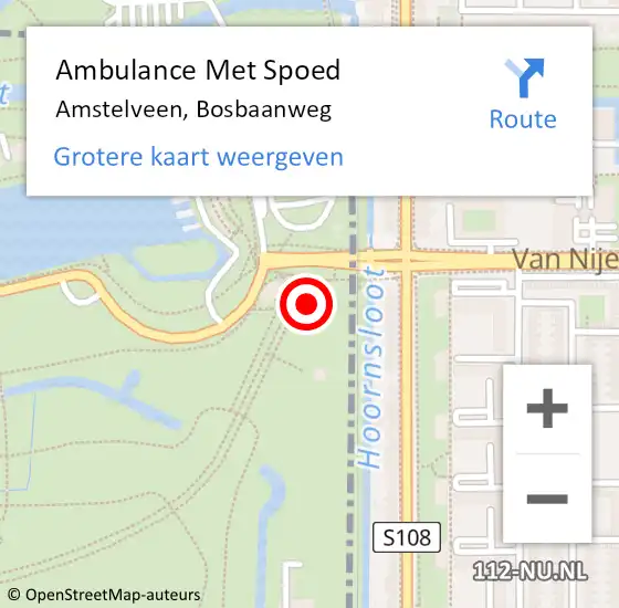 Locatie op kaart van de 112 melding: Ambulance Met Spoed Naar Amstelveen, Bosbaanweg op 18 mei 2024 11:51