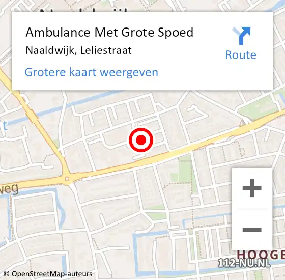 Locatie op kaart van de 112 melding: Ambulance Met Grote Spoed Naar Naaldwijk, Leliestraat op 18 mei 2024 11:57