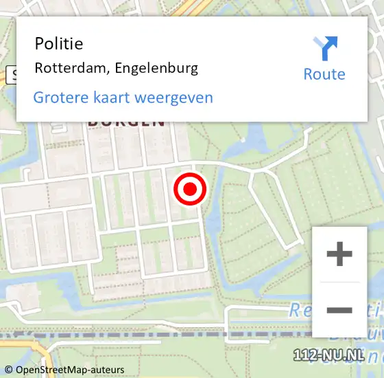 Locatie op kaart van de 112 melding: Politie Rotterdam, Engelenburg op 18 mei 2024 11:59