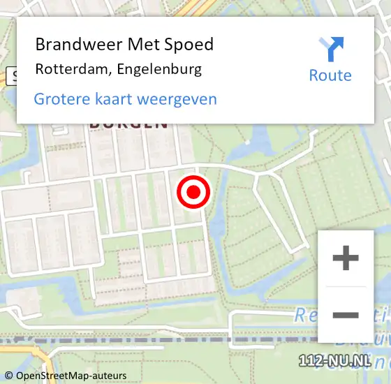 Locatie op kaart van de 112 melding: Brandweer Met Spoed Naar Rotterdam, Engelenburg op 18 mei 2024 11:59