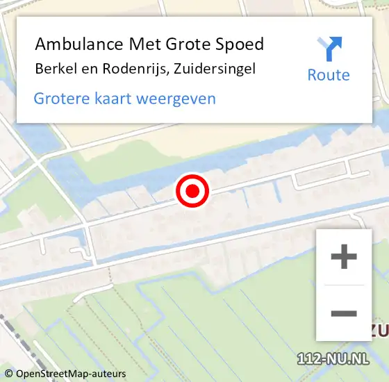 Locatie op kaart van de 112 melding: Ambulance Met Grote Spoed Naar Berkel en Rodenrijs, Zuidersingel op 18 mei 2024 12:10