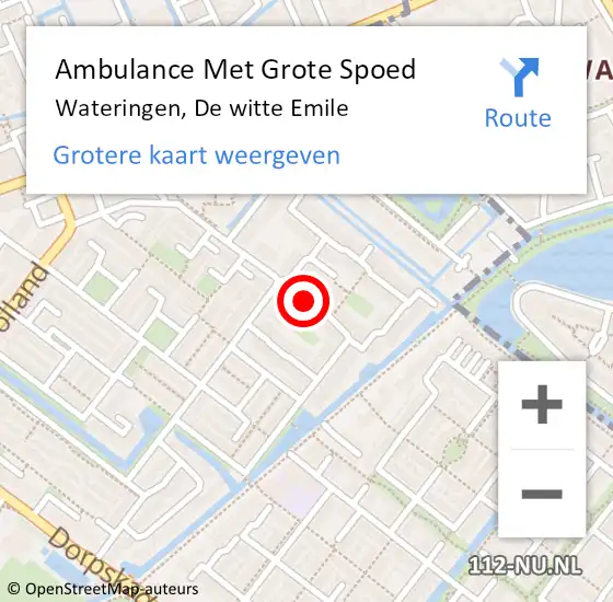 Locatie op kaart van de 112 melding: Ambulance Met Grote Spoed Naar Wateringen, De witte Emile op 18 mei 2024 12:13