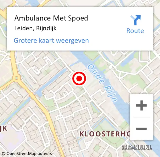 Locatie op kaart van de 112 melding: Ambulance Met Spoed Naar Leiden, Rijndijk op 18 mei 2024 12:14