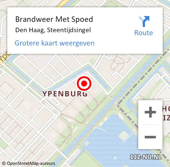 Locatie op kaart van de 112 melding: Brandweer Met Spoed Naar Den Haag, Steentijdsingel op 18 mei 2024 12:17
