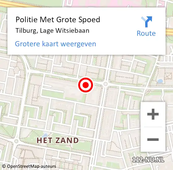 Locatie op kaart van de 112 melding: Politie Met Grote Spoed Naar Tilburg, Lage Witsiebaan op 18 mei 2024 12:29