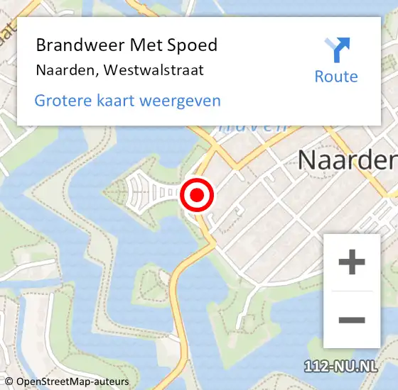 Locatie op kaart van de 112 melding: Brandweer Met Spoed Naar Naarden, Westwalstraat op 18 mei 2024 12:34