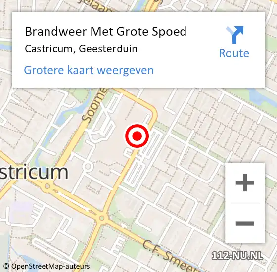 Locatie op kaart van de 112 melding: Brandweer Met Grote Spoed Naar Castricum, Geesterduin op 18 mei 2024 12:35