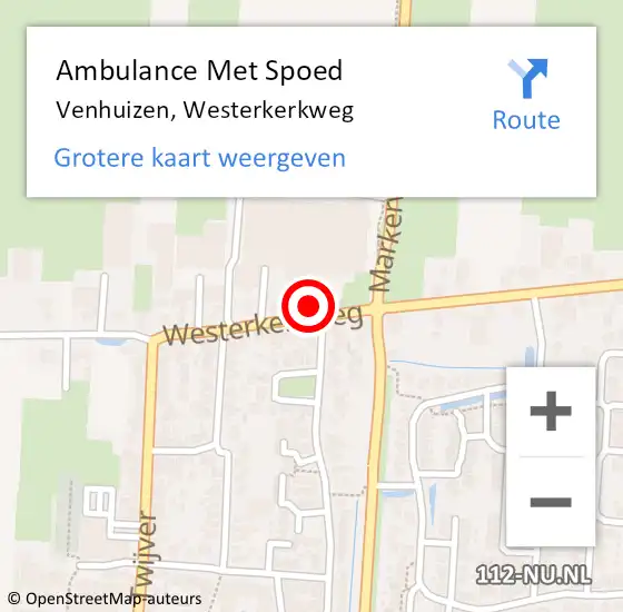 Locatie op kaart van de 112 melding: Ambulance Met Spoed Naar Venhuizen, Westerkerkweg op 18 mei 2024 12:42