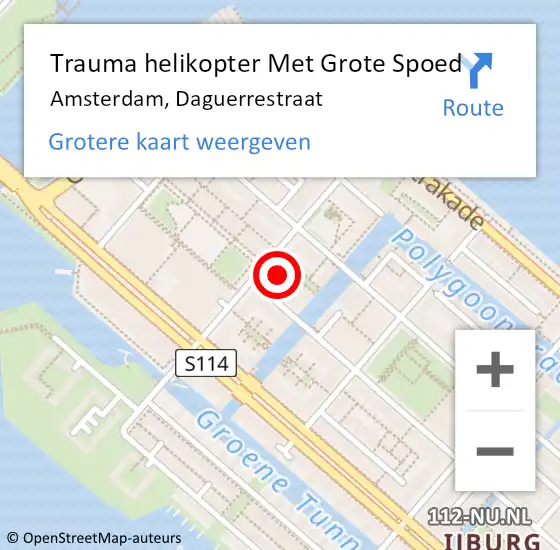 Locatie op kaart van de 112 melding: Trauma helikopter Met Grote Spoed Naar Amsterdam, Daguerrestraat op 18 mei 2024 12:44